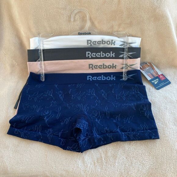 Reebok® Women's Boy Short 4 Pack Stretch Performance Seamless Panties Small NEW - Picture 1 of 7